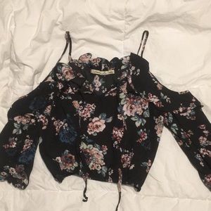 Ruffled off the shoulder cropped blouse